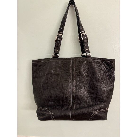 Coach Black Soft Milled Leather Tote Bag Purse Hamilton Y2K Womens F13083 - Picture 2 of 6